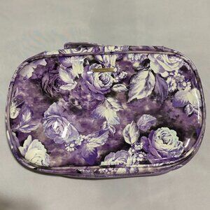 Kestrel Travel Toiletry Organizer Cosmetic Purple/White Floral Shiny Vinyl NEW